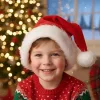 red santa hat, red christmas hat, santa claus hat, plush santa claus hat
