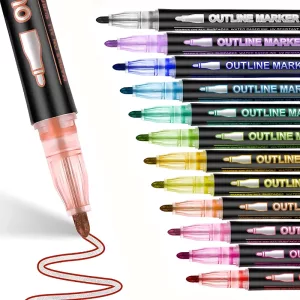 outline marker, metallic marker, outline gel pen, coloured gel pen