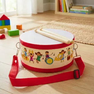 wooden drum with sticks