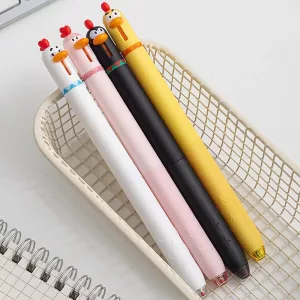 4pcs Cute Rotating Press Chicken Gel Pen