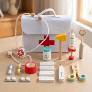 wooden doctor play set
