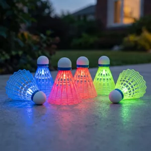 6pcs Bright LED Light-Up Nylon Badminton Shuttlecock Set