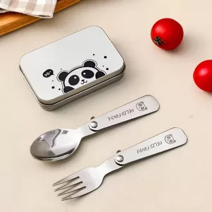 Cute Collapsible Stainless Steel Spoon Fork Set for Kids