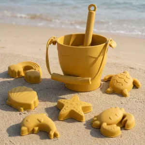8pcs Silicone Beach Toy Set with Bucket for Kids