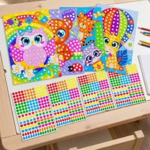 animal mosaic sticker book, colouring book with stickers