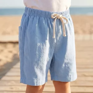Loose Cotton Summer Beach Shorts with Drawstring for Kids