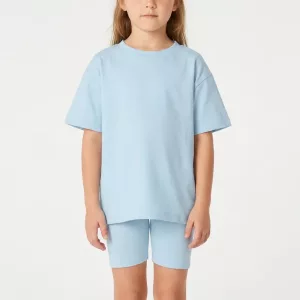 Breathable Cotton Short-Sleeve T-Shirt Leggings Shorts Set for Kids