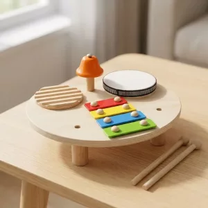 wooden drum kit, childrens wooden drum kit