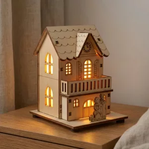 Wooden LED House Home Decoration