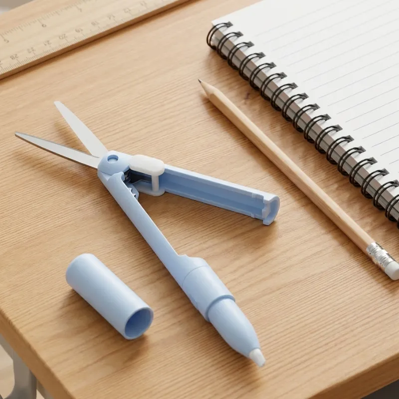 2-in-1 Compact Scissors Paper Cutter Pen for School