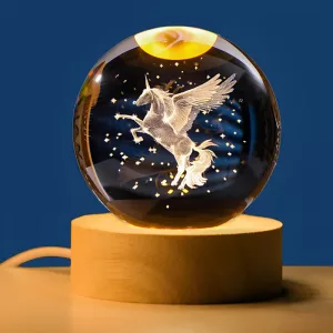 Unicorn Crystal Ball LED Bedside Lamp Night Light for Kids