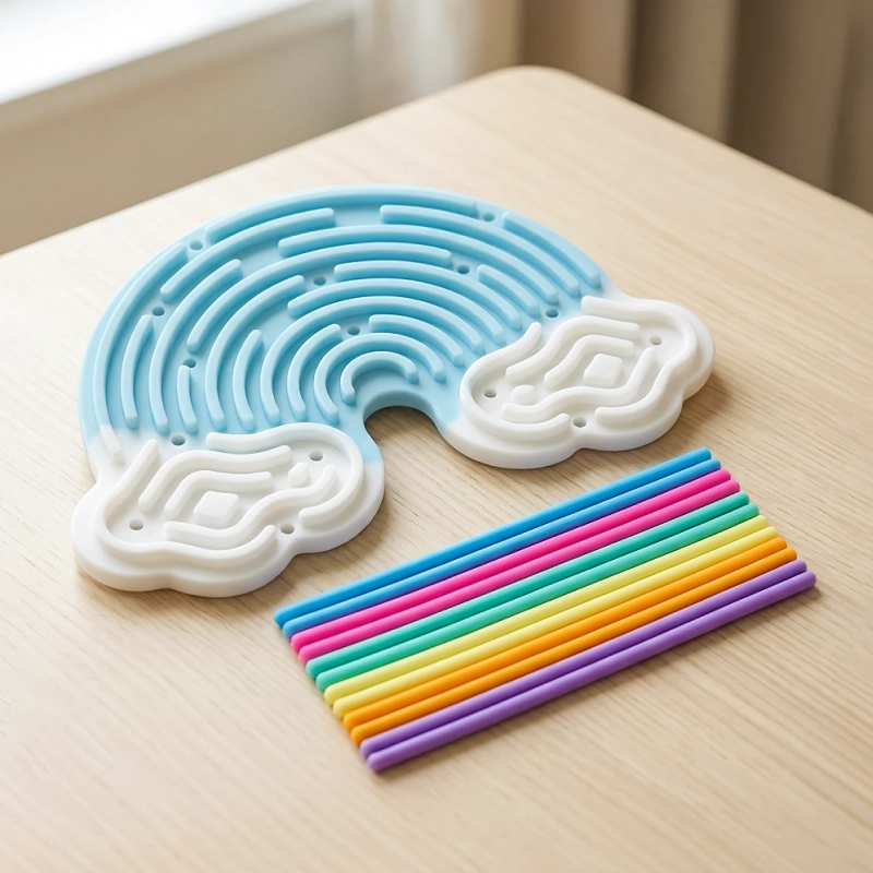 Rainbow Silicone Strips Sensory Activity Board for Kids