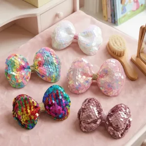 5pcs Lovely Colourful Sequin Bow Hair Clip Set for Kids