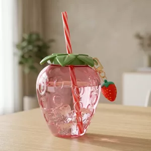 Cute Strawberry Sippy Straw Cup for Kids