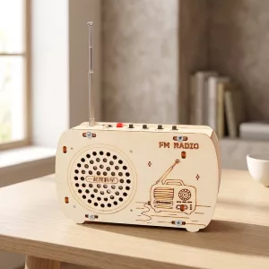 DIY Wooden Retro Radio Kit Educational Assembly Toy for Kids