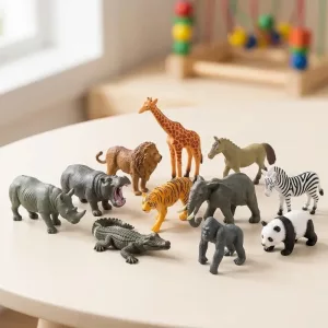12pcs Wild Life Jungle Animals Toy Figures Set for Kids