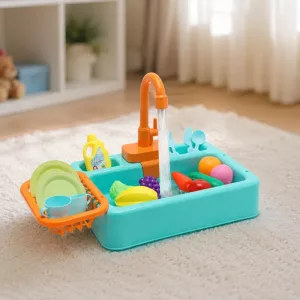 Kids Pretend Play Kitchen Sink Toy with Running Water